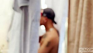 Fucking outdoors between the sheets with a monster cock.