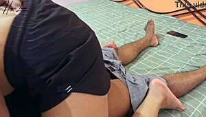 Cute girl rides big cock of best friend in bedroom