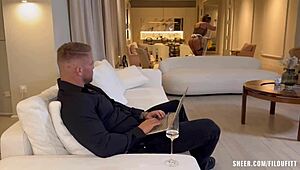 Cleaning Lady Spills Drink, Pays with Hard Pussy and Throat Action - FilouFitt and La Paisita