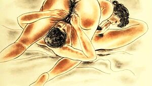 Curious about vintage erotic drawings with a retro anime twist?