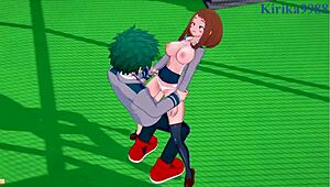ochako uraraka feels intense pleasure with izuku midoriya in my hero academia hentai