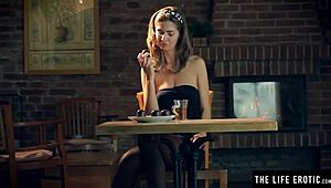 she smears cream on her tits and pussy