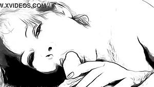 Cartoon nympho says, I’ll suck you dry right now