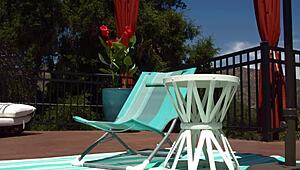 tall redhead creeps on neighbor. gets caught and fucked with footjob.