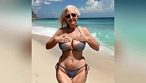 granny flaunts new sexy bikini with dirty talk before going nude on beach