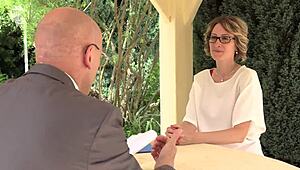 Posh French milf in red lingerie teases with wet trimmed pussy tonight.