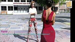 Wife and stepmother play game with brunette and blonde teens, exposing big asses and tits