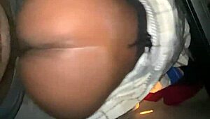 Shy ebony teen neighbor takes monster cock outdoors!