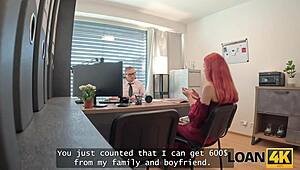 Little Redhead Whore with Big Tits Jumps on Office Dick