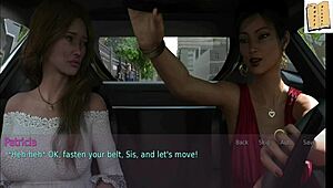 Wife and stepmother play game with brunette and blonde teens, exposing big asses and tits