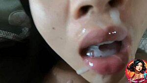 Asian student gets pounded hard by daddy in bedroom. She swallows a massive load in 4K!