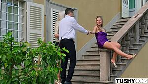 Oh, Angelic Blonde Jaylah in Stockings and Heels Gets Double Penetrated by Two Suitors!