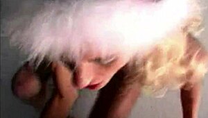 Slut Sucking Santa Gets Huge Cum Load on Face. Mindy from Yummymama Shines