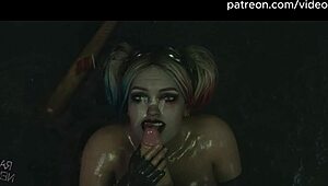 Harley Quinn explodes with creampie squirt in full 3D hentai AI gameplay!
