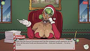 In this Christmas hentai game, the naughty elf surprises Claus with his sexy wife.