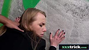 Cute Russian reporter banged in public! 😳