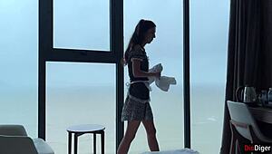 time freeze with maid in hotel room for huge creampie bent over