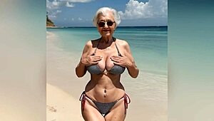 granny flaunts new sexy bikini with dirty talk before going nude on beach