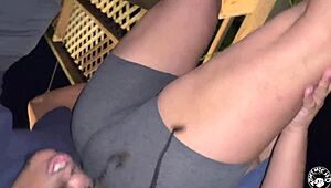 Busty stepmom allows young one while dad works