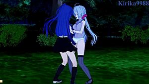 Chris yukine and tsubasa kazanari intense lesbian play with maria cadenzavna eve!