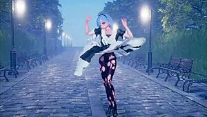 Cute anime girl dancing and getting fucked part 2