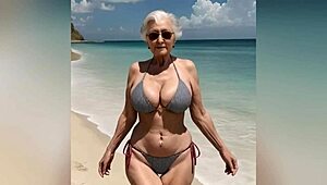 granny flaunts new sexy bikini with dirty talk before going nude on beach