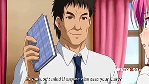 Teacher blackmails student over secret diary filled with forbidden hentai fantasies.