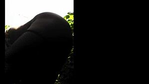 Man, watching flexible ebony legs spread for outdoor pussy action is insane!