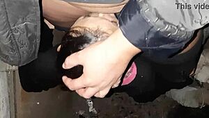 after a walk, two stranger village girls got down with dirty talk in barn