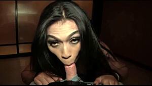 Ladyboy Ritar Gets Her Mouth Drenched in Sticky Jizz After Intense Close-Up Action