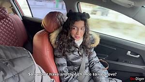 damn, risky public sex in the car with huge cum on face!