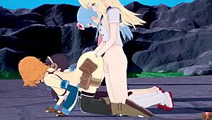 Futurari Fantasy Aqua Ateno Fucks Yor Forger In Foursome Orgy With Vibrator