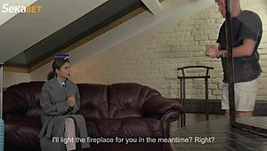 stewardess unwinds after work riding stranger’s monster cock in sloppy homemade