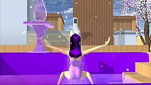 Cartoon Fox Girl Dances Seductively on Your Lap in Sakura School Simulator POV Scene.