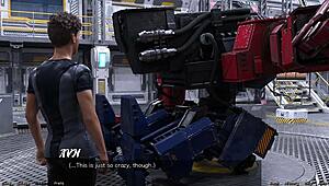 stranded in space, flirting with a half robot girl