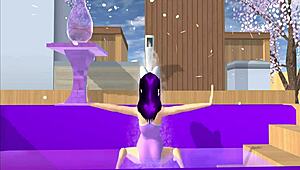 Cartoon Fox Girl Dances Seductively on Your Lap in Sakura School Simulator POV Scene.