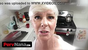 intrusive thoughts haunt granny as she plays solo with dildo