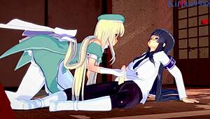 Ikaruga and Yomi have intense futanari sex in Senran Kagura hentai.