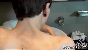 Hot nude teen boys engage in steamy gay sex in bathroom scenes.