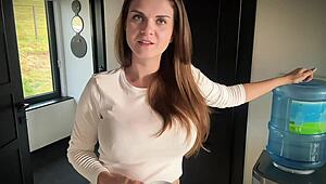 Stepmother’s Huge Boner Grabbed by Stepson in Office Play