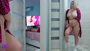 Stepdaughter with Big Tits Spies on Stepdad in Steamy Homemade Clip Part 2