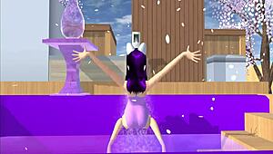 Cartoon Fox Girl Dances Seductively on Your Lap in Sakura School Simulator POV Scene.