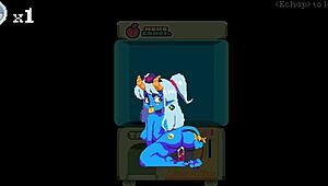 In Flip Witch Pixel Hentai Game Episode 2, the big monster girl uses a huge sextoy for intense pleasure