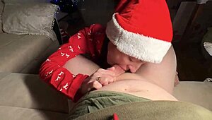 christmas alone with stepmom, cum in throat surprise