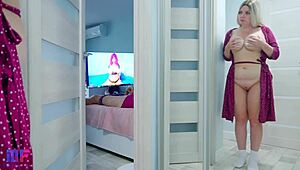 Stepdaughter with Big Tits Spies on Stepdad in Steamy Homemade Clip Part 2