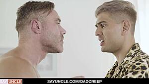 stepdad bangs stepson for a wild blowjob, can’t believe this taboo action! 😲