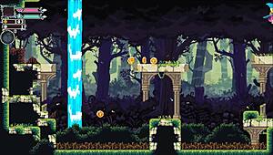 In Flip Witch Pixel Hentai Game Episode 2, the big monster girl uses a huge sextoy for intense pleasure