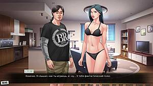 Complete gameplay - our red string part 21 with naked blonde using dildo in photoshoot