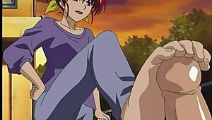 Legend of the Pervert: Chikan Monogatari Footjob Scene