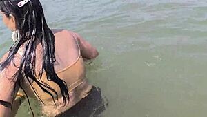 Desi Puja bhabhi gets wild and pounded hard by the river